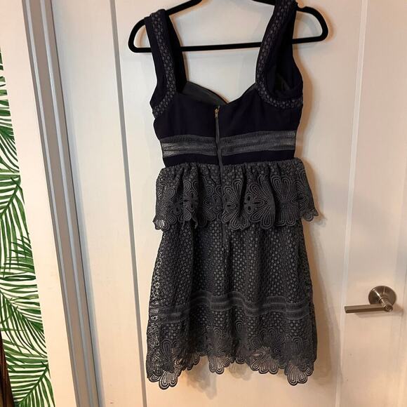 Self-Portrait Dark Blue Natalia Tiered Lace Dress - Picture 3 of 9